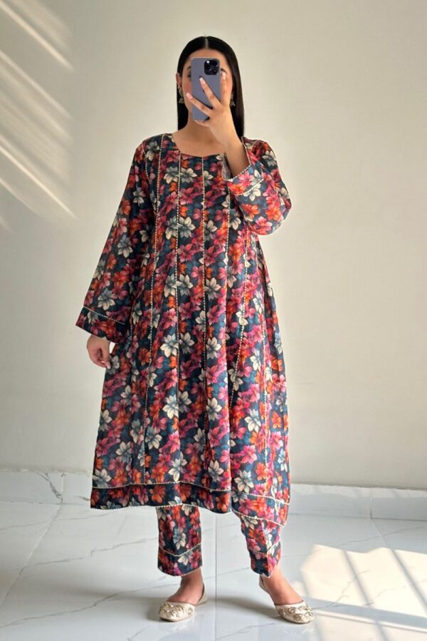 2-Piece Silk Long Frock - Image 3